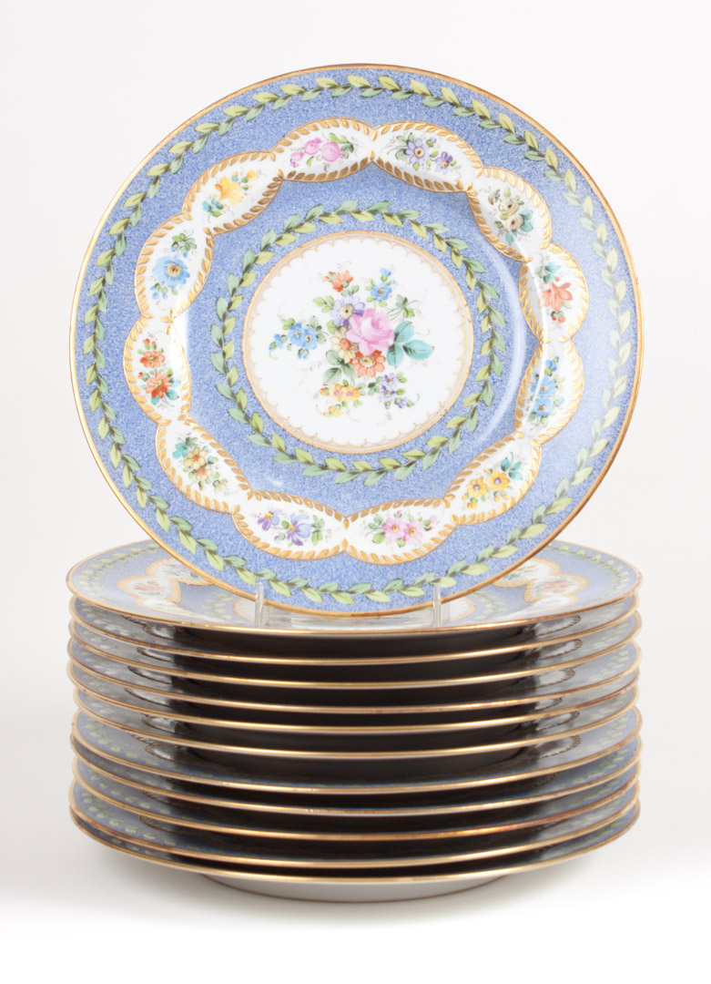 Appraisal: Hutschenreuther porcelain dinner plates th century floral decorated plates with