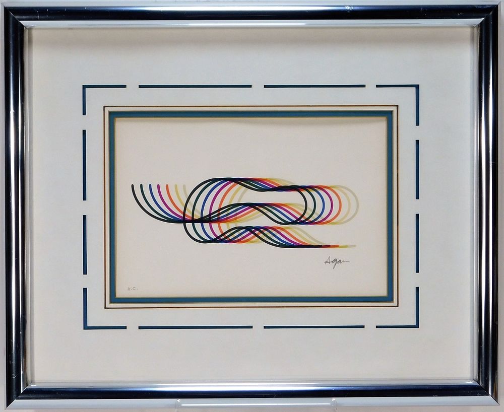 Appraisal: Yaacov Agam Modernist Op Art Squiggle Lithograph New York Israel