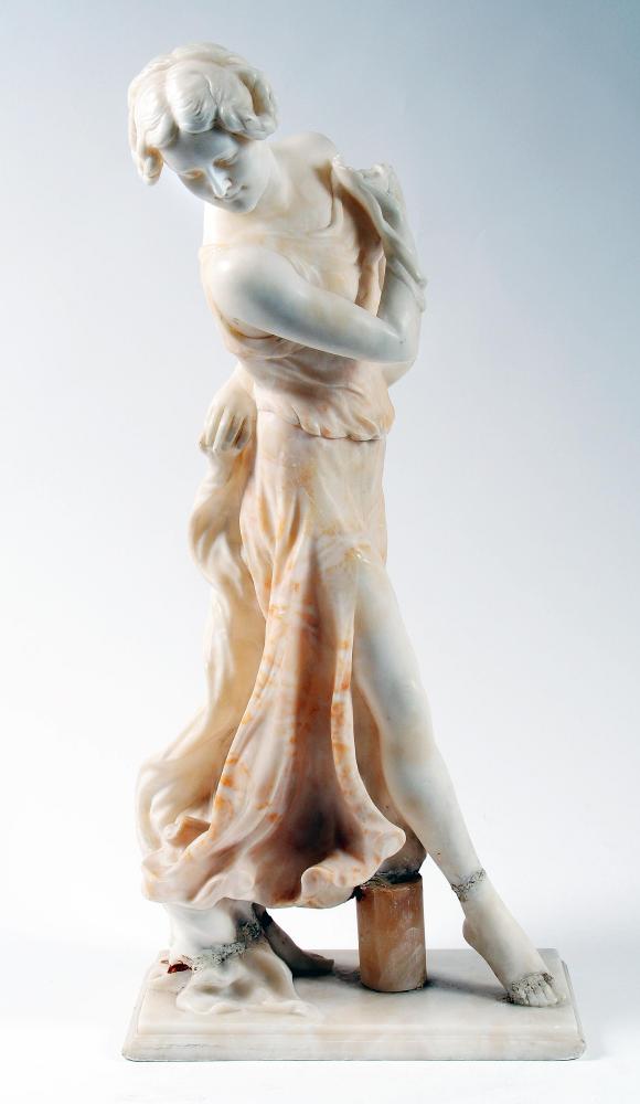 Appraisal: A VICTORIAN ALABASTER FIGURE of a dancing maiden in flowing