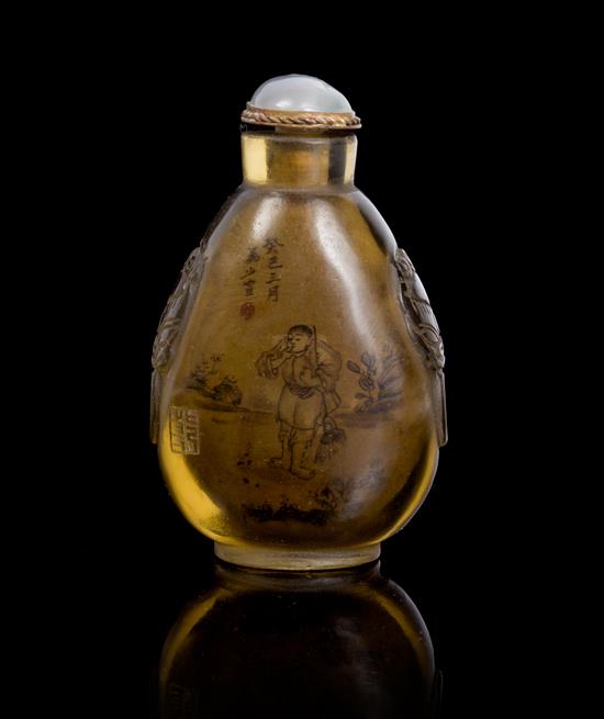 Appraisal: Sale Lot An Inside Painted Glass Snuff Bottle the bottle