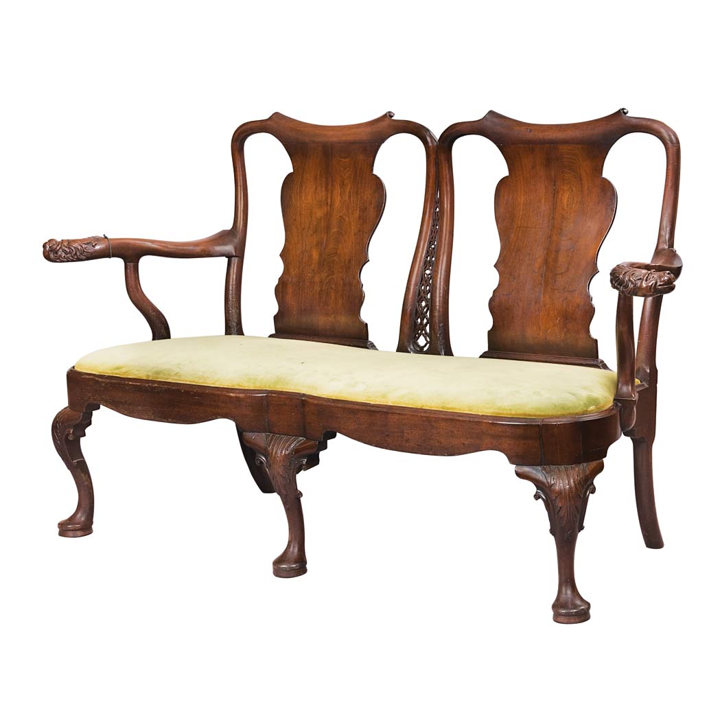 Appraisal: George II Mahogany Double Chairback Settee Mid th century The