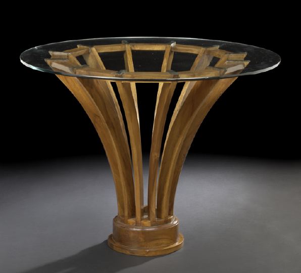 Appraisal: Art Moderne Oak and Glass Center Table mid- th century