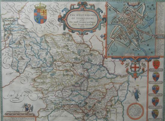 Appraisal: John Speed Hand coloured engraved map The West Ridinge of