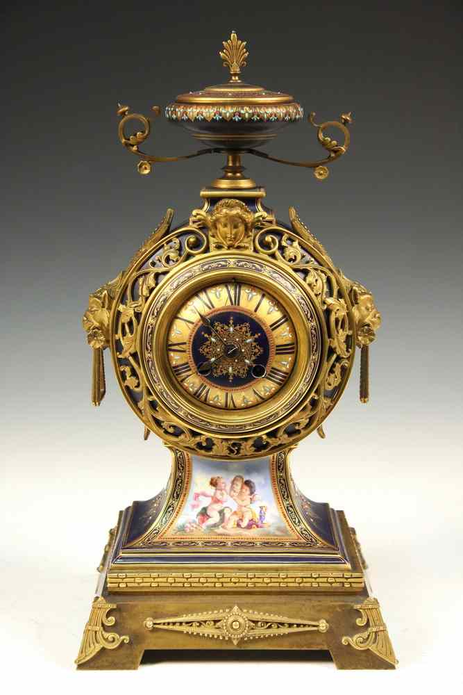 Appraisal: ENGLISH PORCELAIN CLOCK - Ornate th c Ormolu Mounted Porcelain