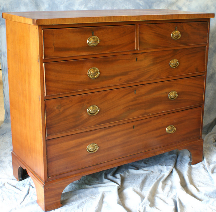 Appraisal: Mahogany Chippendale short over long drawer chest original brasses straight