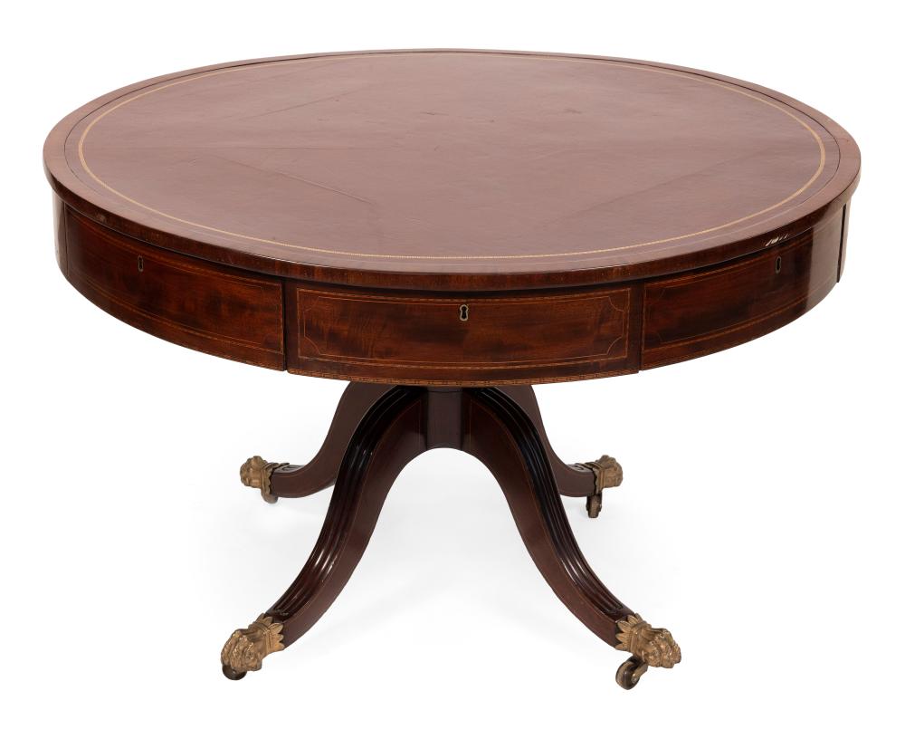 Appraisal: ENGLISH CLASSICAL DRUM TABLE TH CENTURY HEIGHT TOP DIAMETER ENGLISH