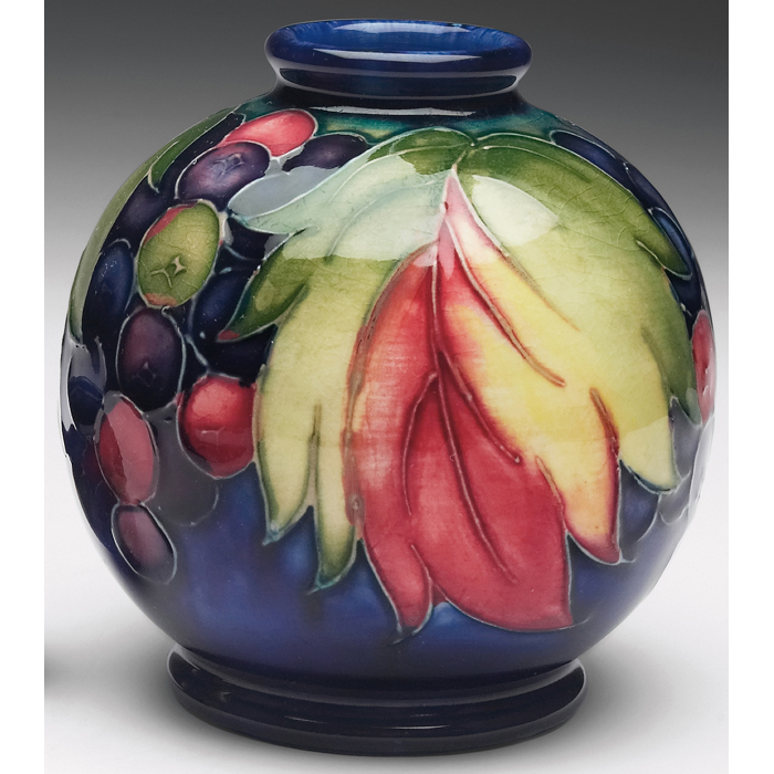 Appraisal: Round Moorcroft vase grape leaf and berry impressed mark painted