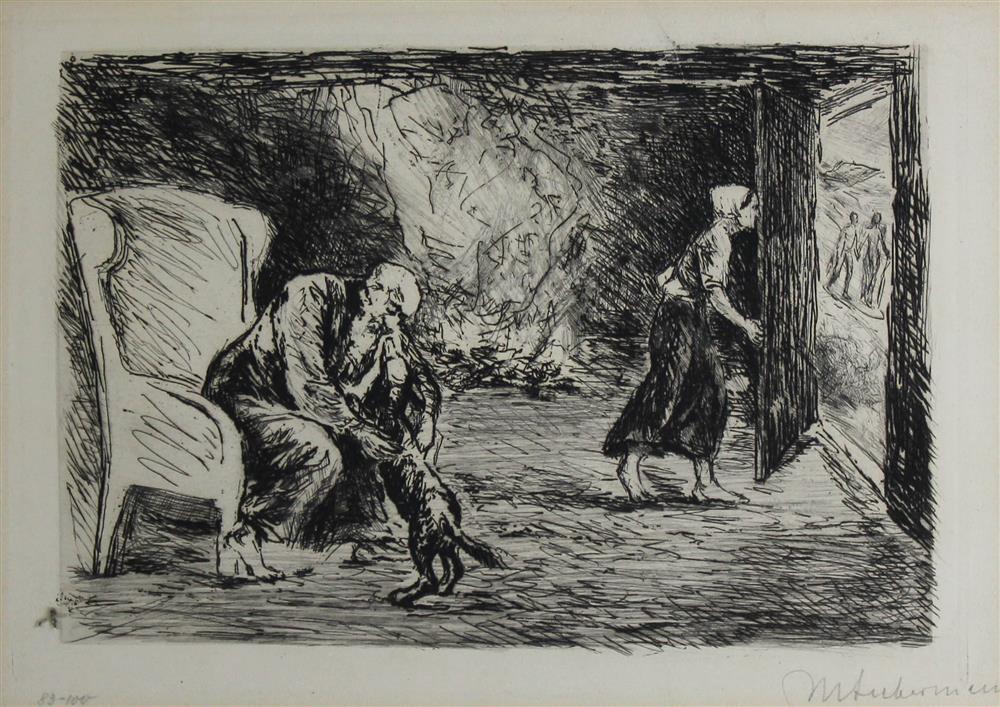 Appraisal: MAX LIEBERMANN GERMAN - THE RETURN OF YOUNG TOBIAS Etching