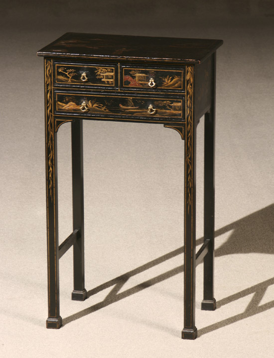 Appraisal: George III Style Black Japanned Small Side Table th Century