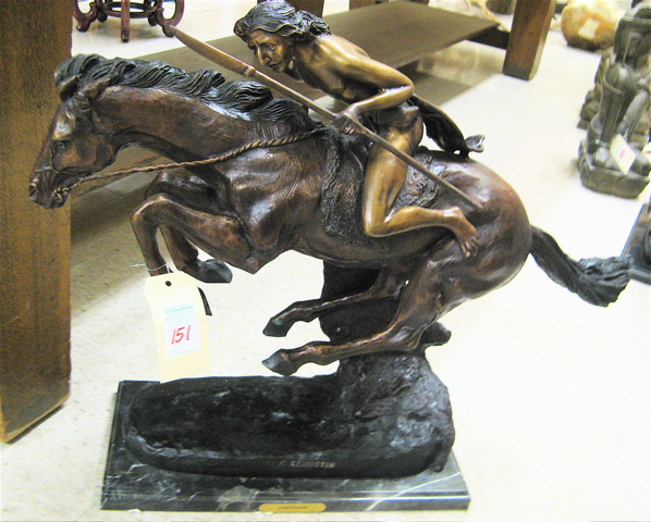 Appraisal: AFTER FREDERIC SACKRIDER REMINGTON American - Cheyenne patinated bronze sculpture