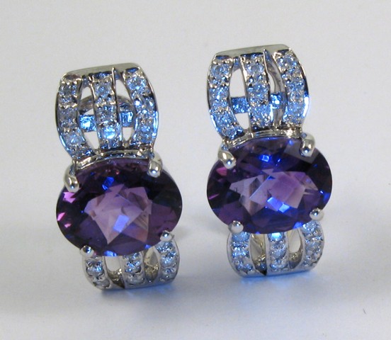 Appraisal: PAIR OF AMETHYST AND DIAMOND EARRINGS each k white gold