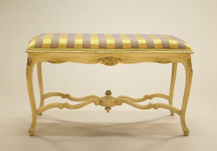 Appraisal: Louis XV-Style Polychromed Bench the shaped and padded rectangular top