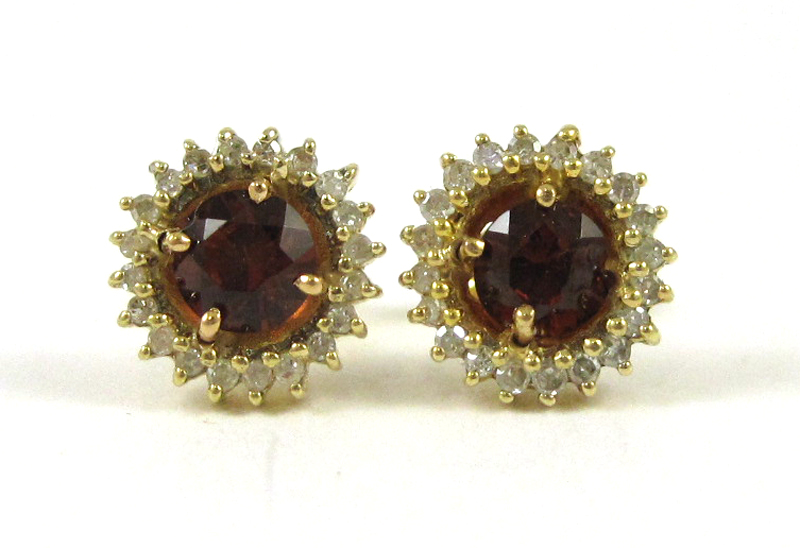 Appraisal: PAIR OF SPESSARTITE GARNET EARRINGS each k yellow gold with