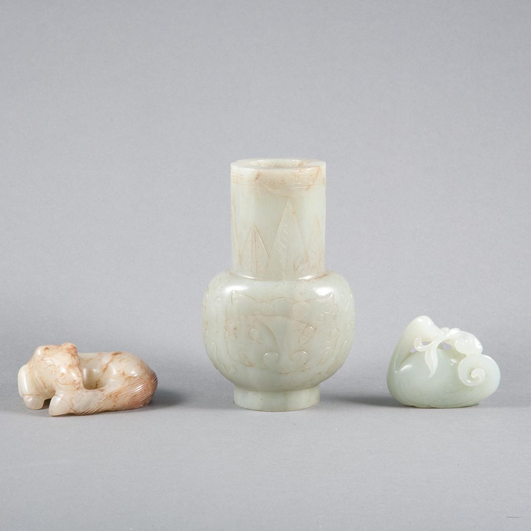 Appraisal: Group of Three Chinese Jade Articles th Century and later