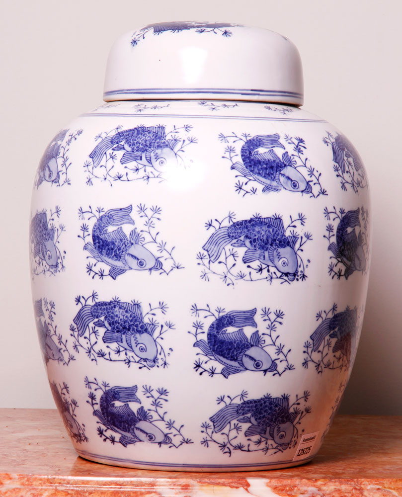 Appraisal: - Chinese Ginger Jar Chinese blue and white covered ginger