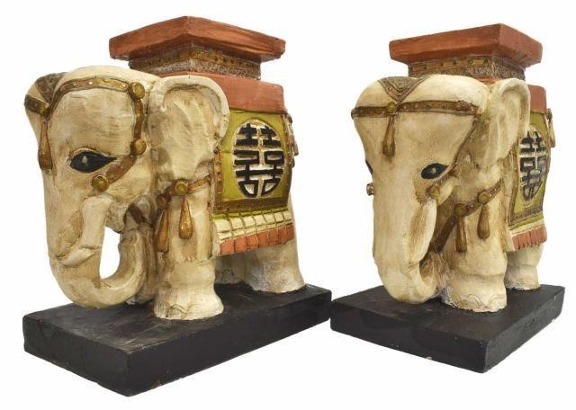 Appraisal: pair Chinese plaster elephant plant stands each painted white with