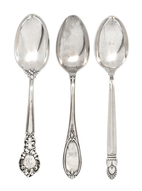 Appraisal: Sale Lot A Group of Three American Silver Table Spoons