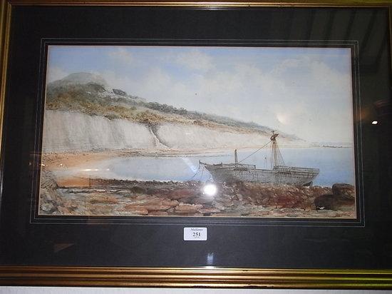 Appraisal: W BENNETT th Century A beached ship at Lyme Bay