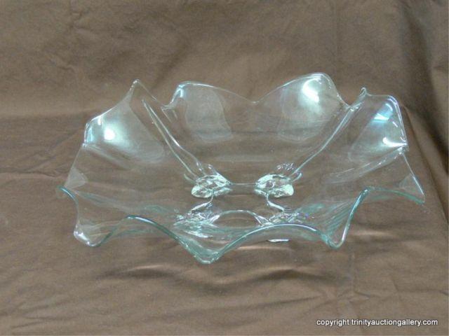 Appraisal: Vintage Footed Fluted Console Bowl - Fancy Rim- On feet-