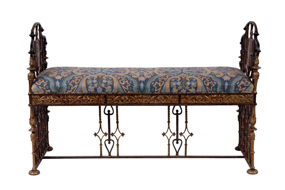 Appraisal: SPANISH WROUGHT IRON HALL BENCHProvenance The Douglas Eunice Goodan Living