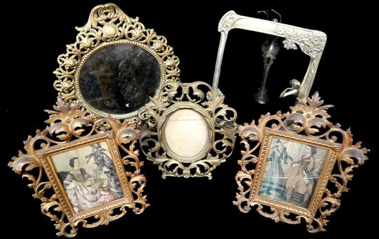 Appraisal: Ornate metal frames five pieces Art Noueveau rectangular frame with