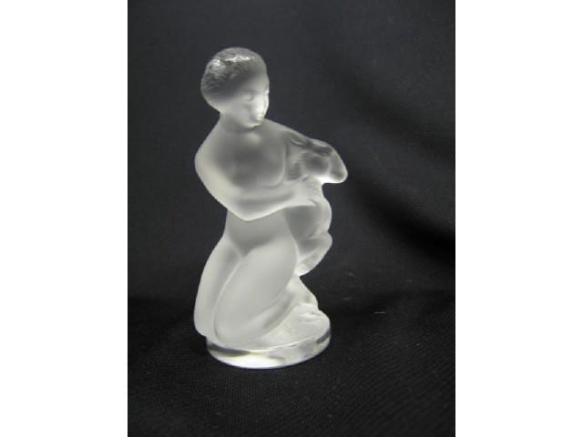 Appraisal: Lalique French Crystal Figurine nude with goat excellent