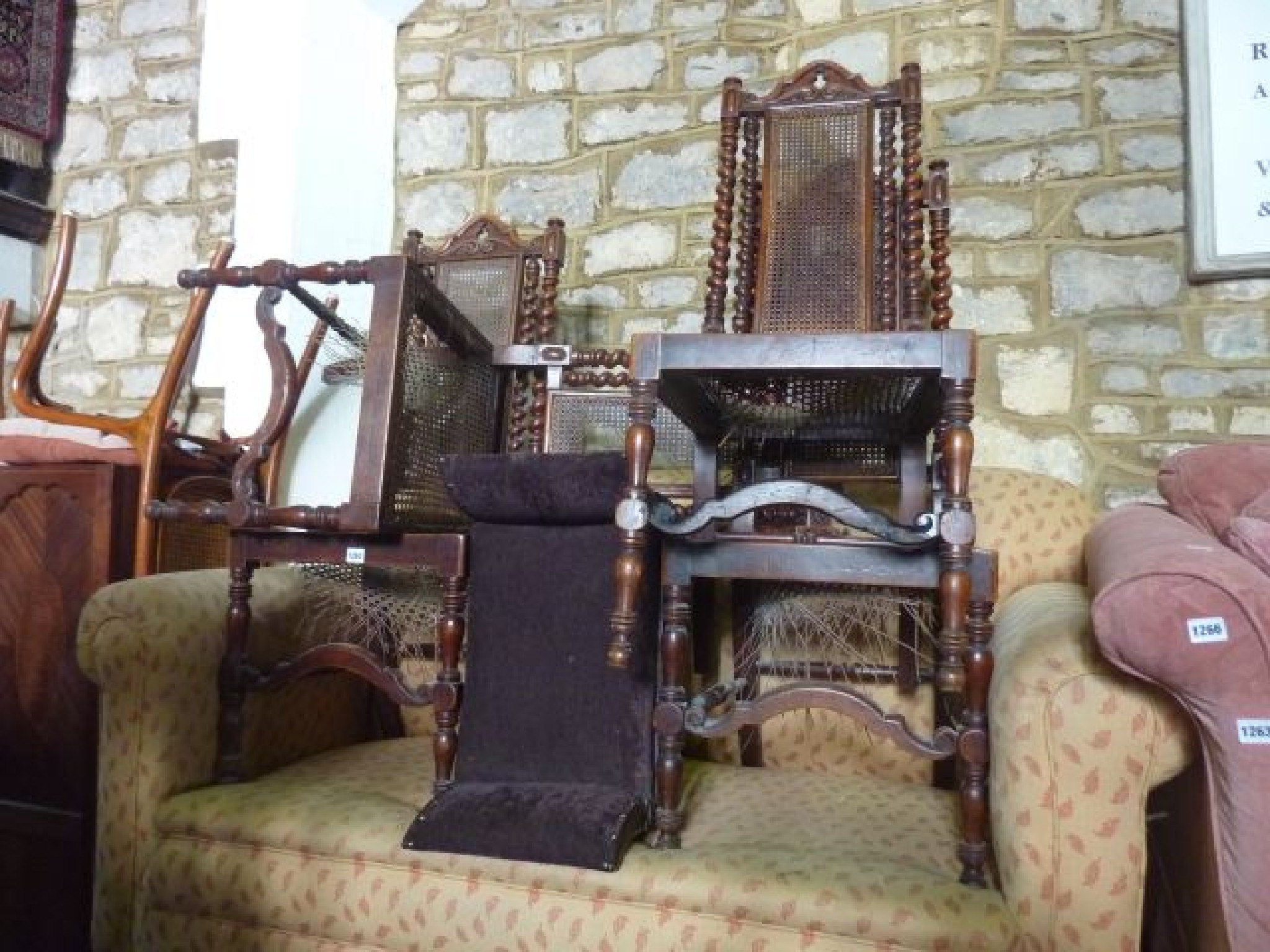 Appraisal: A set of four Victorian walnut dining room chairs in