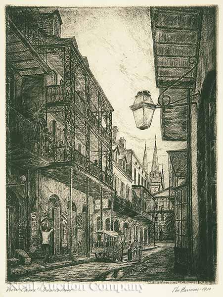 Appraisal: Southern School Vieux Carr New Orleans etching on paper inscribed