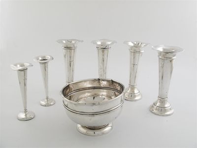 Appraisal: Four trumpet flower vases in cm two others in cm