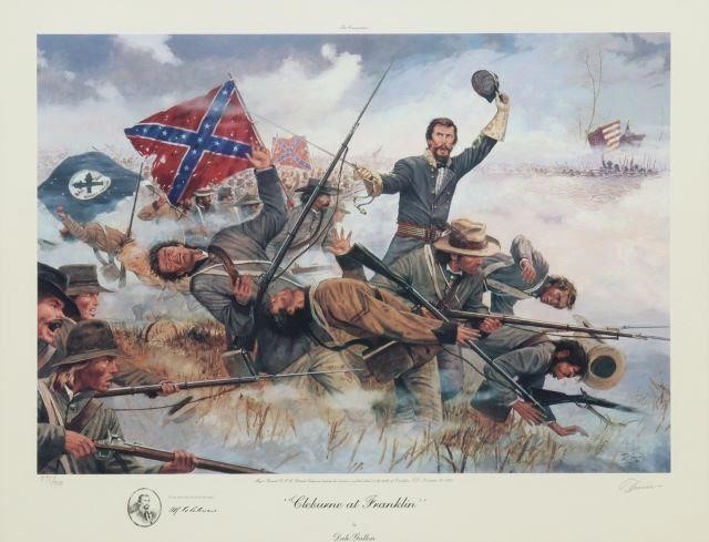 Appraisal: Framed limited-edition Civil War print Cleburne at Franklin pencil signed