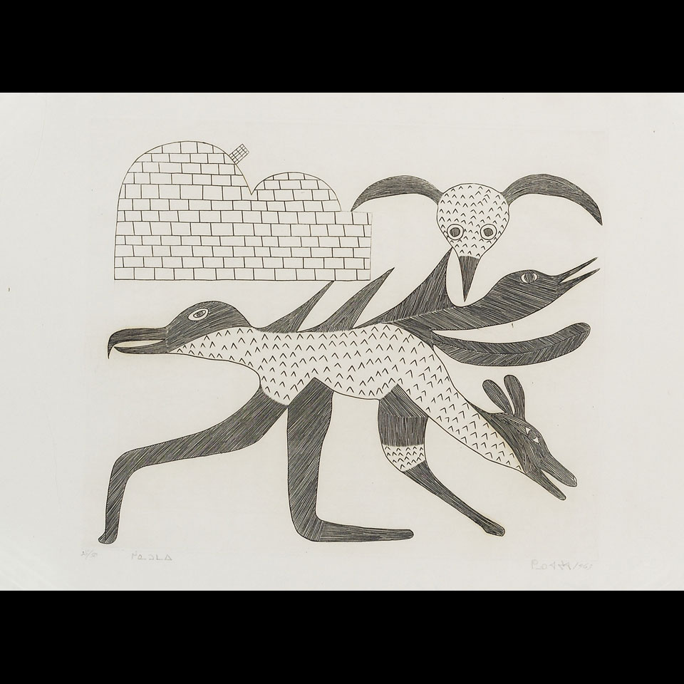 Appraisal: KENOJUAK ASHEVAK - E - Cape Dorset DREAM Engraving x