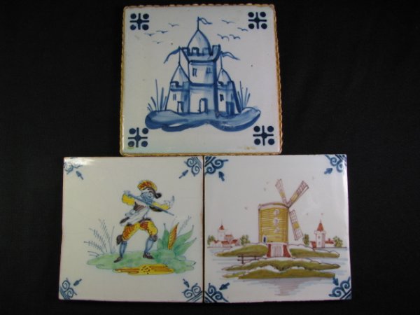 Appraisal: Three Dutch tiles two have hallmarks on back all various