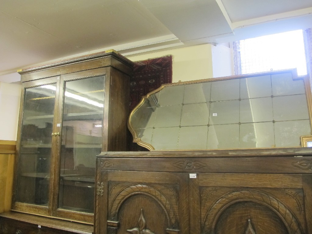 Appraisal: Two glazed book case tops and a wall mirror