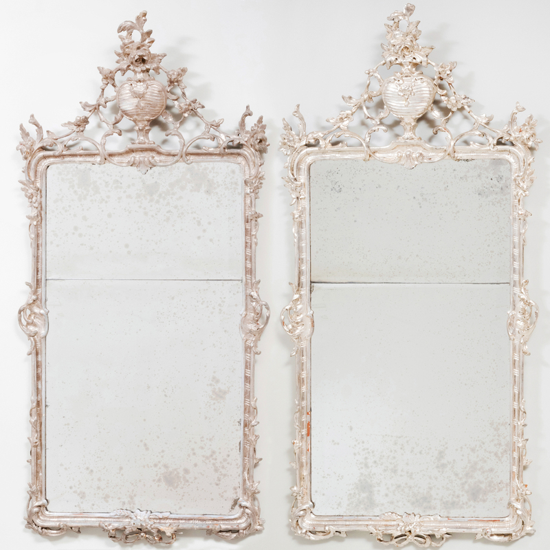 Appraisal: PAIR OF CONTINENTAL ROCOCO STYLE SILVER-GILT MIRRORS POSSIBLY DANISH OR