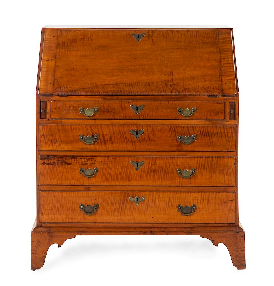 Appraisal: A Chippendale Tiger Maple Slant-Front Desk A Chippendale Tiger Maple