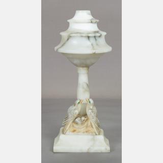 Appraisal: A Carved Alabaster Table Lamp th Century A Carved Alabaster