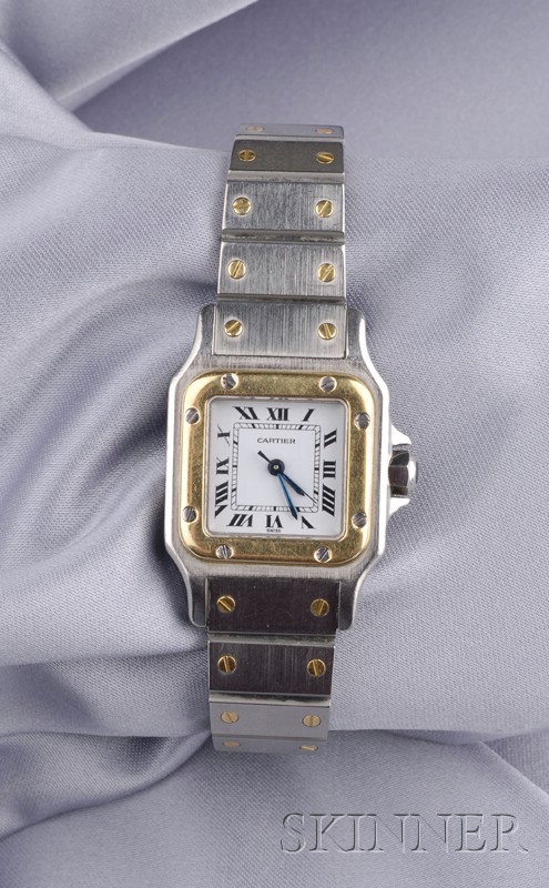 Appraisal: kt Gold and Stainless Steel Santos Wristwatch Cartier the white