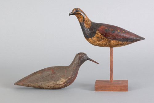 Appraisal: Two shore bird decoys early th c to include a