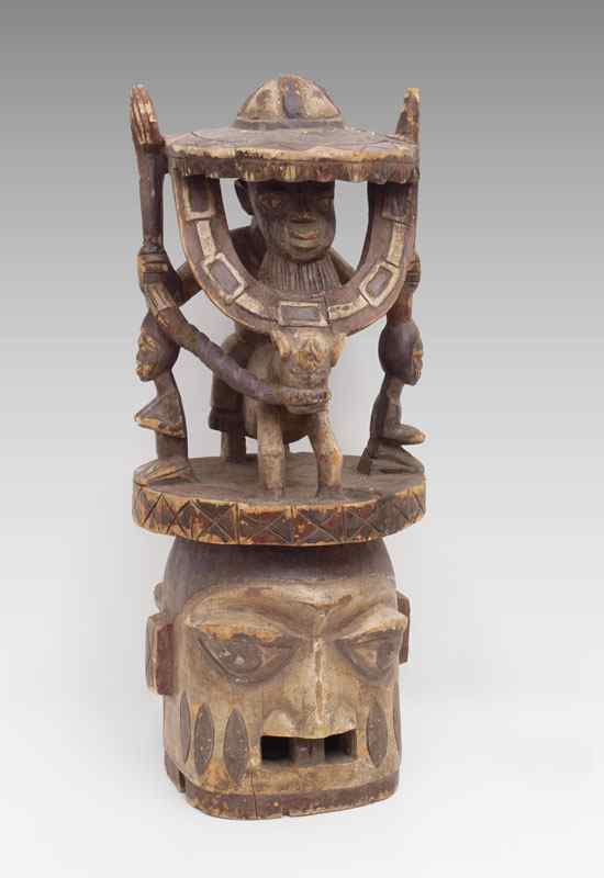 Appraisal: CARVED AFRICAN YORUBA EPA MASK NIGERIA '' x '' x