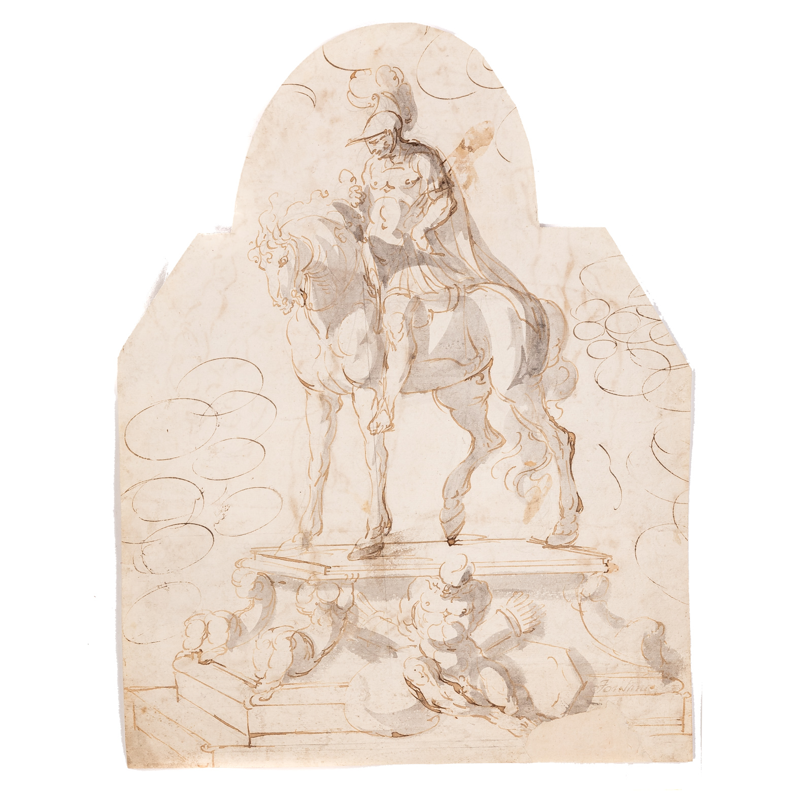 Appraisal: CIRCLE OF PROSPERO FONTANA SKETCH FOR A MONUMENT Italian -