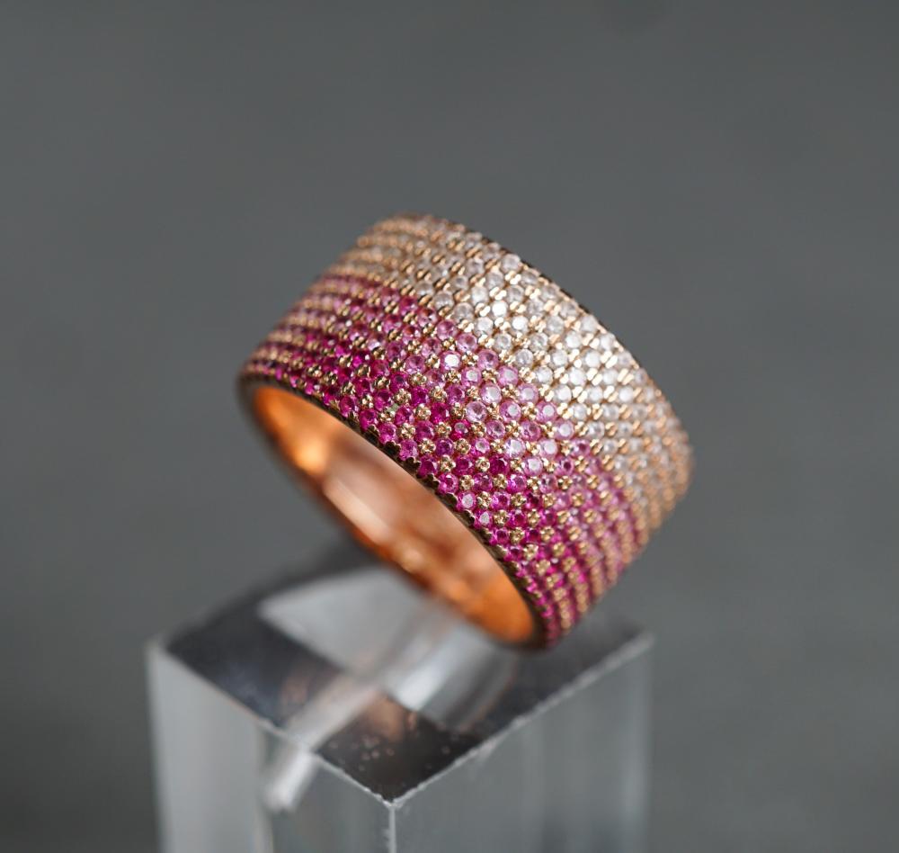 Appraisal: ROSE-GOLD PLATED STERLING SILVER AND PINK STONE RING SIZE Rose-Gold