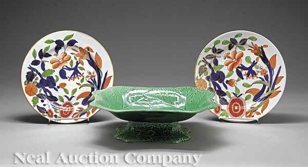 Appraisal: An Antique Wedgwood Green Majolica Footed Cake Dish th c