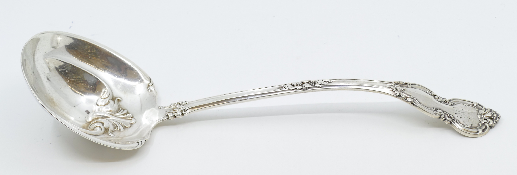 Appraisal: Antique Ornate Sterling Punch Ladle '' - Grams