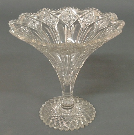 Appraisal: Cut glass centerpiece vase American Brilliant period h x dia