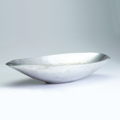 Appraisal: STYLE OF NAMBE Large metal centerbowl of elongated form Scratches