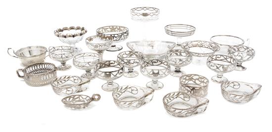 Appraisal: Sale Lot A Collection of Silver Overlay Glass Table Articles