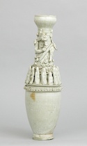 Appraisal: A Celedon Funerary Vase A glazed ceramic funerary vase approx