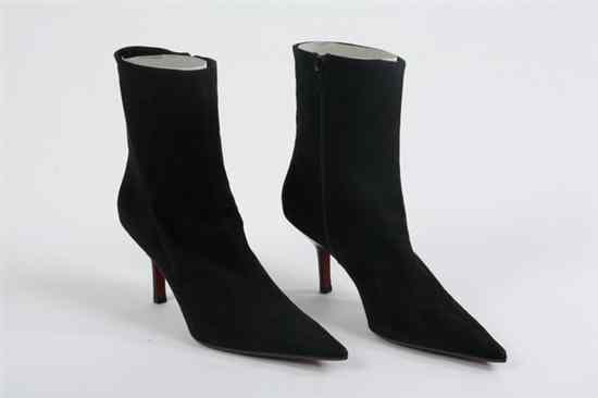 Appraisal: PAIR GUIDO PASQUALI BLACK SUEDE ANKLE BOOTS Size