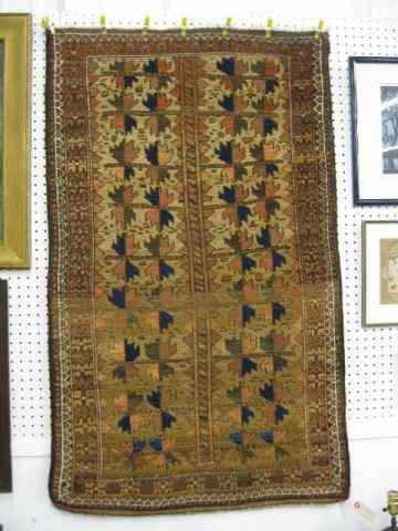 Appraisal: Turkoman Persian Handmade Rug semi-antique leaf geometric designs ' ''