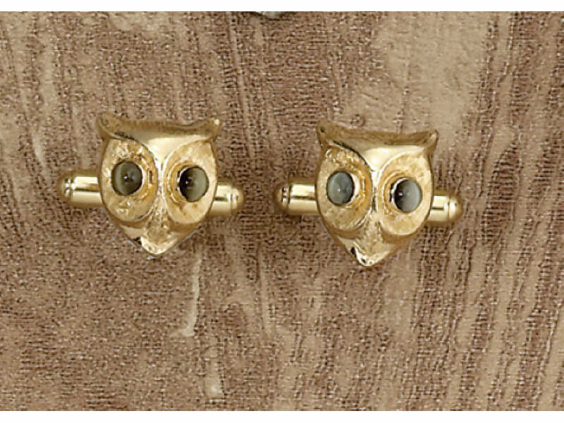 Appraisal: OWL CUFF LINKS k yellow gold with owl design with